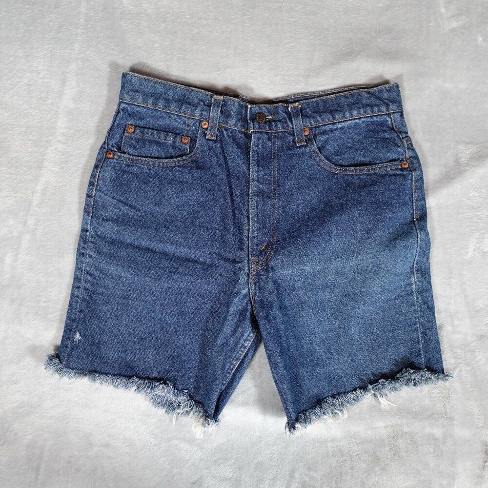 Vintage Levis Cut Off Denim Shorts Mens 32 (Estimated) 7” Altered Distressed 90s